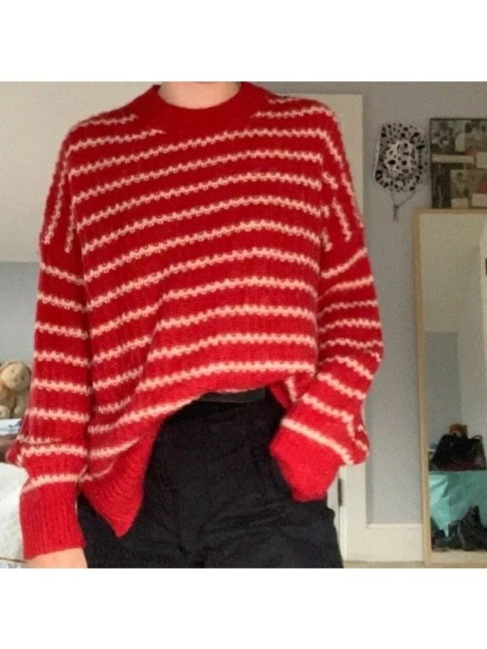 Allsaints Renne Mohair Red stripe Oversized sweater/jumper XS